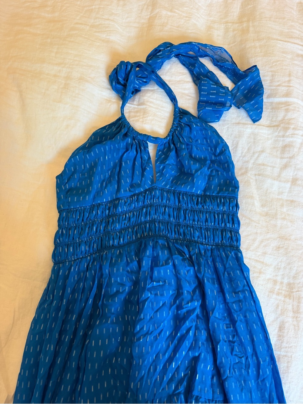 INTERMIX Electric Blue Halter Maxi Dress